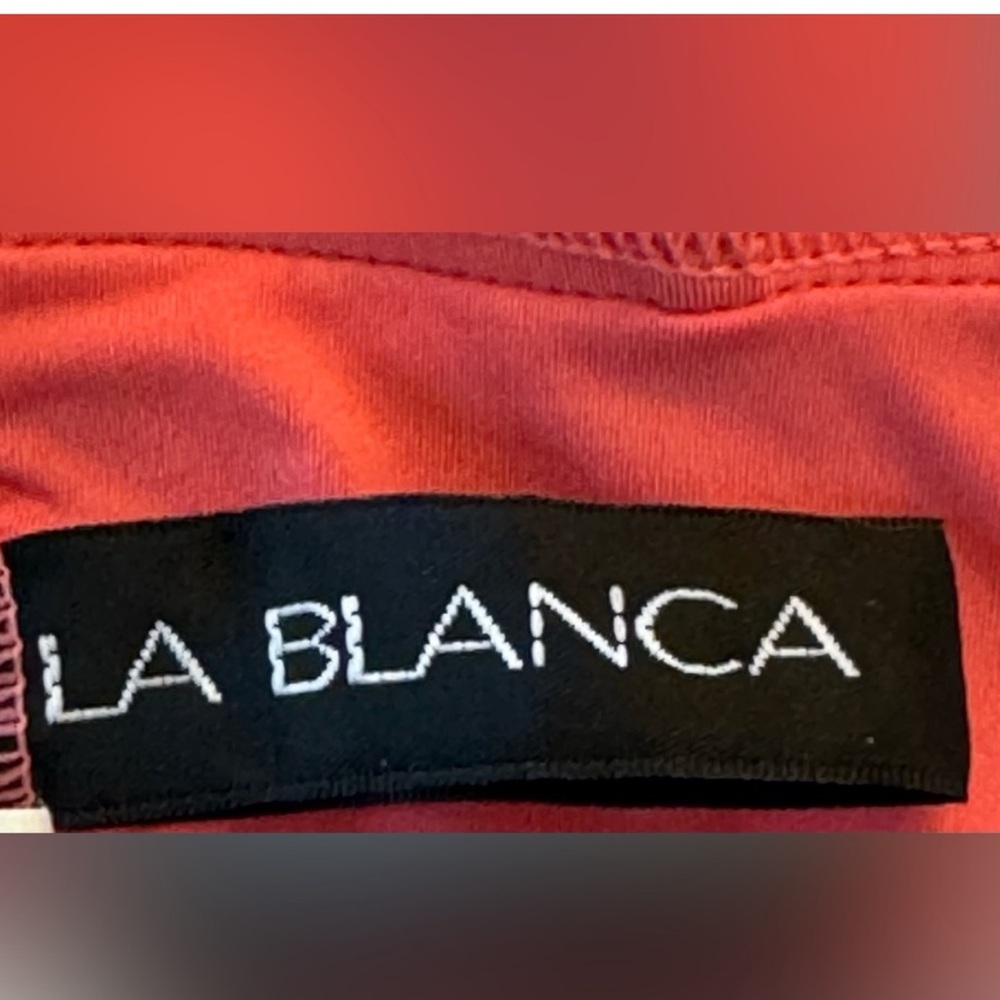 La Blanca Geometric Tribal Tankini Swimsuit Set 10 Coral Pink Blue Two Piece - Picture 6 of 14